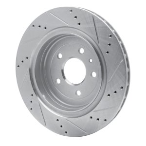 Chevrolet Corvette Brake Rotor (1) - Rear Left - R1 Concepts - Drilled & Slotted - Silver - `14-`19